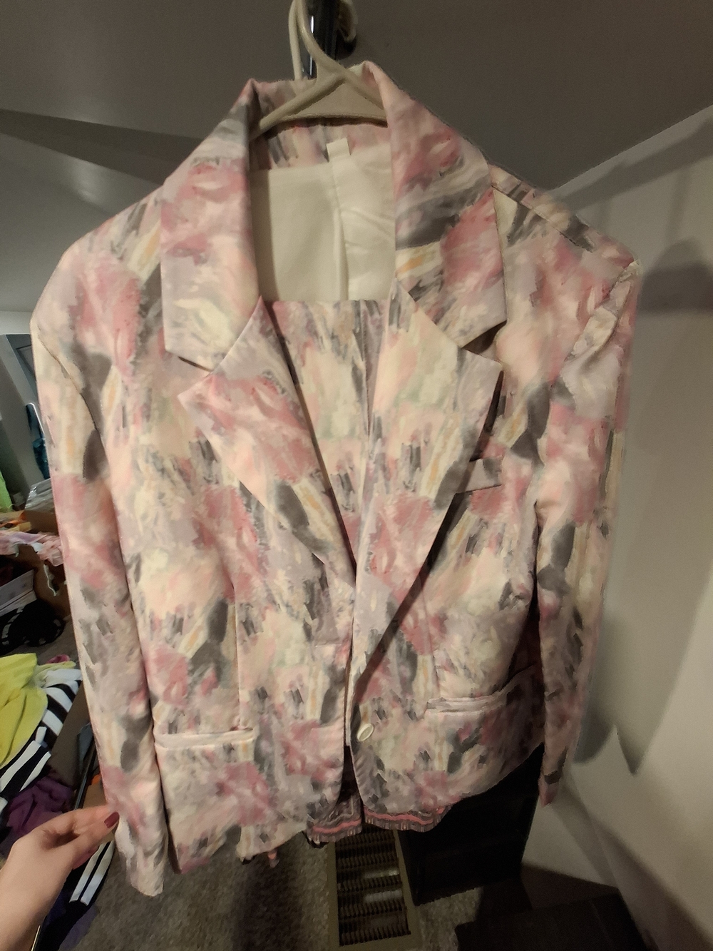 Pastel Pink Watercolor Print Suit NWOT